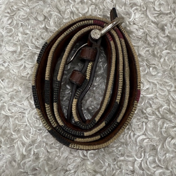 Burberry Tan Leather Canvas Belt Size 32/80